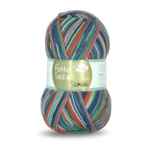 Flotte Socke 4fädig, Samba hellblau-royal-pink-orange
