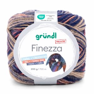 Finezza beige-orangerot-jeans-marine Rundknäuel